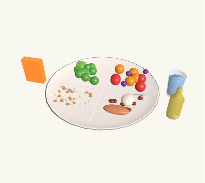 Plato saludable en 3D