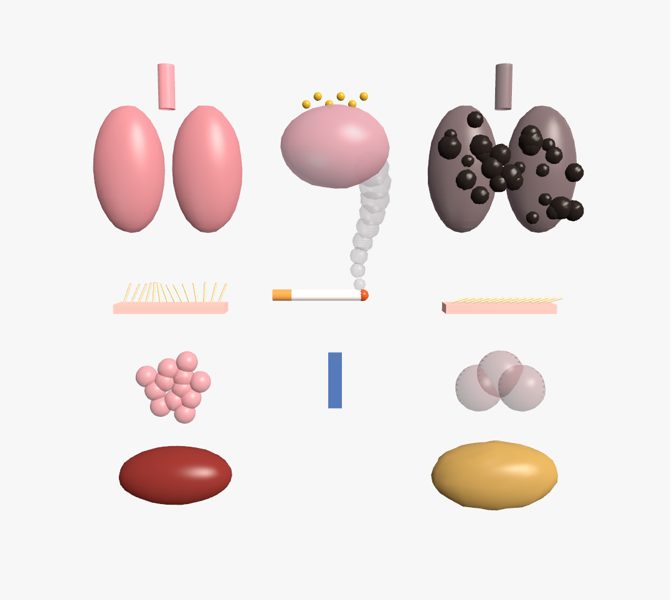 Tabaco y alcohol en 3D